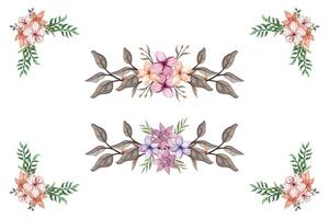 The Blooms Greenery Floral Foliage Ornament Corner Text Separator adds elegant framing text in invitations, cards vector