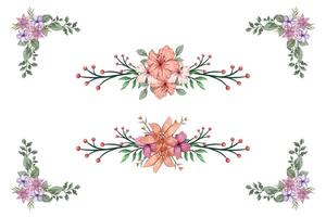 The Blooms Greenery Floral Foliage Ornament Corner Text Separator adds elegant framing text in invitations, cards vector