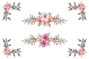 The Blooms Greenery Floral Foliage Ornament Corner Text Separator adds elegant framing text in invitations, cards vector