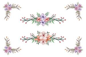 The Blooms Greenery Floral Foliage Ornament Corner Text Separator adds elegant framing text in invitations, cards vector