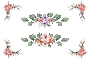 The Blooms Greenery Floral Foliage Ornament Corner Text Separator adds elegant framing text in invitations, cards vector