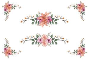 The Blooms Greenery Floral Foliage Ornament Corner Text Separator adds elegant framing text in invitations, cards vector