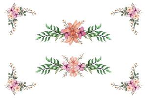 The Blooms Greenery Floral Foliage Ornament Corner Text Separator adds elegant framing text in invitations, cards vector
