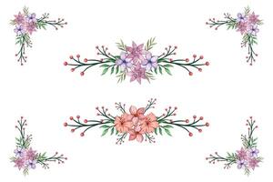 The Blooms Greenery Floral Foliage Ornament Corner Text Separator adds elegant framing text in invitations, cards vector