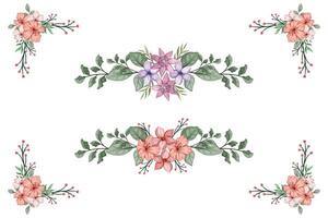 The Blooms Greenery Floral Foliage Ornament Corner Text Separator adds elegant framing text in invitations, cards vector