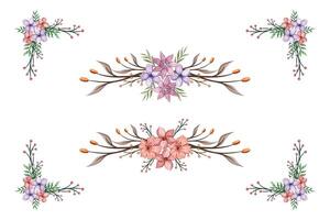 The Blooms Greenery Floral Foliage Ornament Corner Text Separator adds elegant framing text in invitations, cards vector