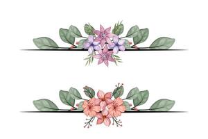 The Blooms Greenery Floral Foliage Ornament Corner Text Separator adds elegant framing text in invitations, cards vector