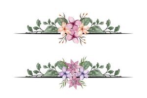 The Blooms Greenery Floral Foliage Ornament Corner Text Separator adds elegant framing text in invitations, cards vector