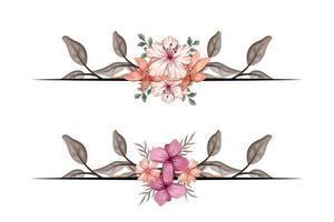 The Blooms Greenery Floral Foliage Ornament Corner Text Separator adds elegant framing text in invitations, cards vector