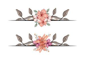 The Blooms Greenery Floral Foliage Ornament Corner Text Separator adds elegant framing text in invitations, cards vector
