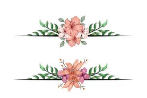 The Blooms Greenery Floral Foliage Ornament Corner Text Separator adds elegant framing text in invitations, cards vector