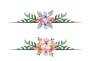 The Blooms Greenery Floral Foliage Ornament Corner Text Separator adds elegant framing text in invitations, cards vector