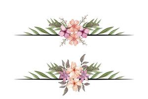 The Blooms Greenery Floral Foliage Ornament Corner Text Separator adds elegant framing text in invitations, cards vector