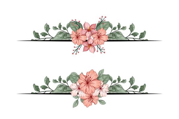 The Blooms Greenery Floral Foliage Ornament Corner Text Separator adds elegant framing text in invitations, cards