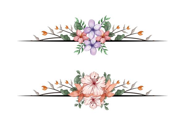 The Blooms Greenery Floral Foliage Ornament Corner Text Separator adds elegant framing text in invitations, cards