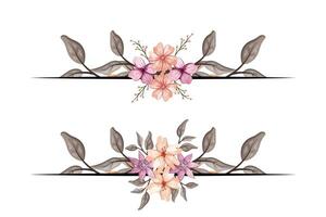 The Blooms Greenery Floral Foliage Ornament Corner Text Separator adds elegant framing text in invitations, cards vector