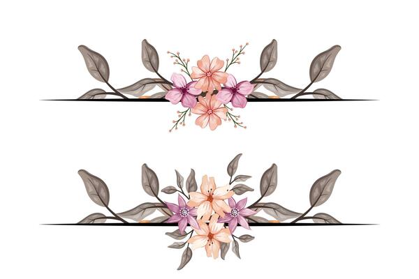 The Blooms Greenery Floral Foliage Ornament Corner Text Separator adds elegant framing text in invitations, cards