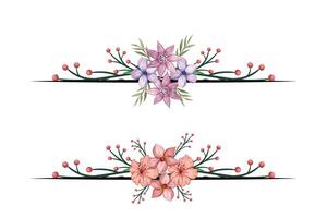 The Blooms Greenery Floral Foliage Ornament Corner Text Separator adds elegant framing text in invitations, cards vector