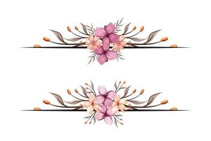 The Blooms Greenery Floral Foliage Ornament Corner Text Separator adds elegant framing text in invitations, cards vector