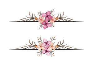 The Blooms Greenery Floral Foliage Ornament Corner Text Separator adds elegant framing text in invitations, cards vector