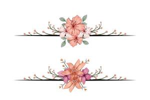 The Blooms Greenery Floral Foliage Ornament Corner Text Separator adds elegant framing text in invitations, cards vector