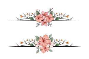 The Blooms Greenery Floral Foliage Ornament Corner Text Separator adds elegant framing text in invitations, cards vector
