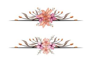 The Blooms Greenery Floral Foliage Ornament Corner Text Separator adds elegant framing text in invitations, cards vector