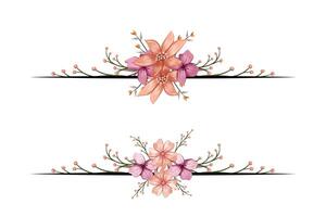 The Blooms Greenery Floral Foliage Ornament Corner Text Separator adds elegant framing text in invitations, cards vector