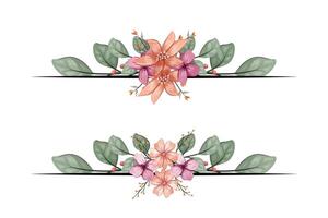 The Blooms Greenery Floral Foliage Ornament Corner Text Separator adds elegant framing text in invitations, cards vector