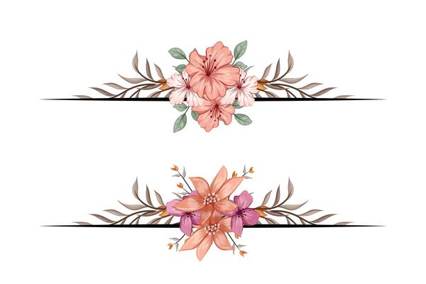 The Blooms Greenery Floral Foliage Ornament Corner Text Separator adds elegant framing text in invitations, cards