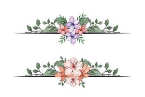 The Blooms Greenery Floral Foliage Ornament Corner Text Separator adds elegant framing text in invitations, cards vector