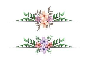 The Blooms Greenery Floral Foliage Ornament Corner Text Separator adds elegant framing text in invitations, cards vector