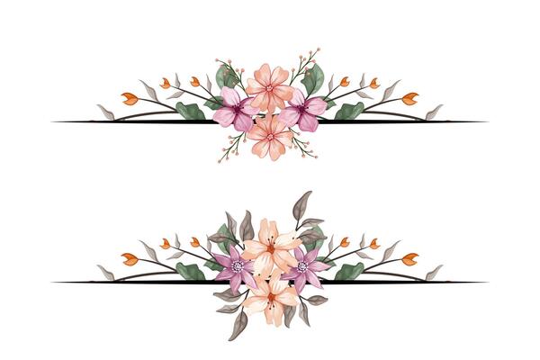 The Blooms Greenery Floral Foliage Ornament Corner Text Separator adds elegant framing text in invitations, cards
