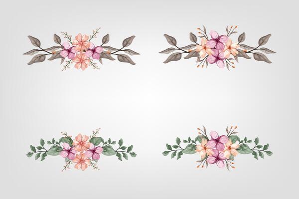The Blooms Greenery Floral Foliage Ornament Corner Text Separator adds elegant framing text in invitations, cards