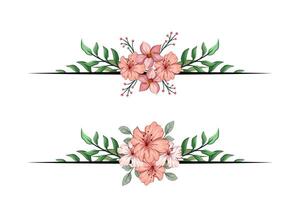 The Blooms Greenery Floral Foliage Ornament Corner Text Separator adds elegant framing text in invitations, cards vector
