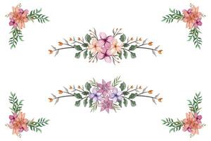 The Blooms Greenery Floral Foliage Ornament Corner Text Separator adds elegant framing text in invitations, cards vector