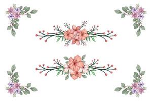 The Blooms Greenery Floral Foliage Ornament Corner Text Separator adds elegant framing text in invitations, cards vector