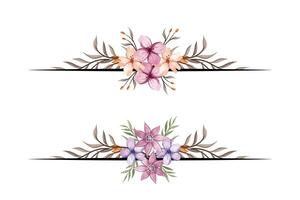 The Blooms Greenery Floral Foliage Ornament Corner Text Separator adds elegant framing text in invitations, cards vector