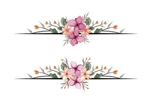 The Blooms Greenery Floral Foliage Ornament Corner Text Separator adds elegant framing text in invitations, cards vector