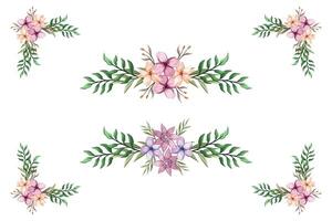 The Blooms Greenery Floral Foliage Ornament Corner Text Separator adds elegant framing text in invitations, cards vector