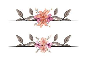 The Blooms Greenery Floral Foliage Ornament Corner Text Separator adds elegant framing text in invitations, cards vector