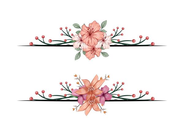 The Blooms Greenery Floral Foliage Ornament Corner Text Separator adds elegant framing text in invitations, cards