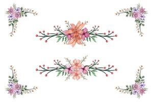 The Blooms Greenery Floral Foliage Ornament Corner Text Separator adds elegant framing text in invitations, cards vector