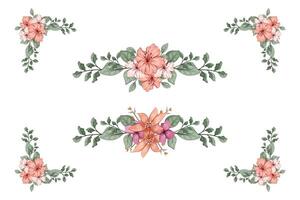 The Blooms Greenery Floral Foliage Ornament Corner Text Separator adds elegant framing text in invitations, cards vector
