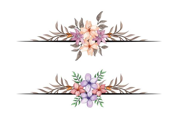 The Blooms Greenery Floral Foliage Ornament Corner Text Separator adds elegant framing text in invitations, cards