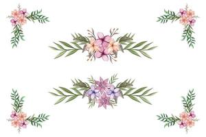 The Blooms Greenery Floral Foliage Ornament Corner Text Separator adds elegant framing text in invitations, cards vector