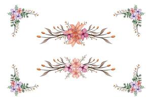 The Blooms Greenery Floral Foliage Ornament Corner Text Separator adds elegant framing text in invitations, cards vector