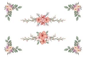 The Blooms Greenery Floral Foliage Ornament Corner Text Separator adds elegant framing text in invitations, cards vector