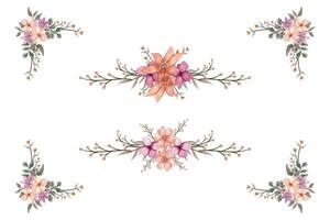 The Blooms Greenery Floral Foliage Ornament Corner Text Separator adds elegant framing text in invitations, cards vector