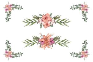 The Blooms Greenery Floral Foliage Ornament Corner Text Separator adds elegant framing text in invitations, cards vector